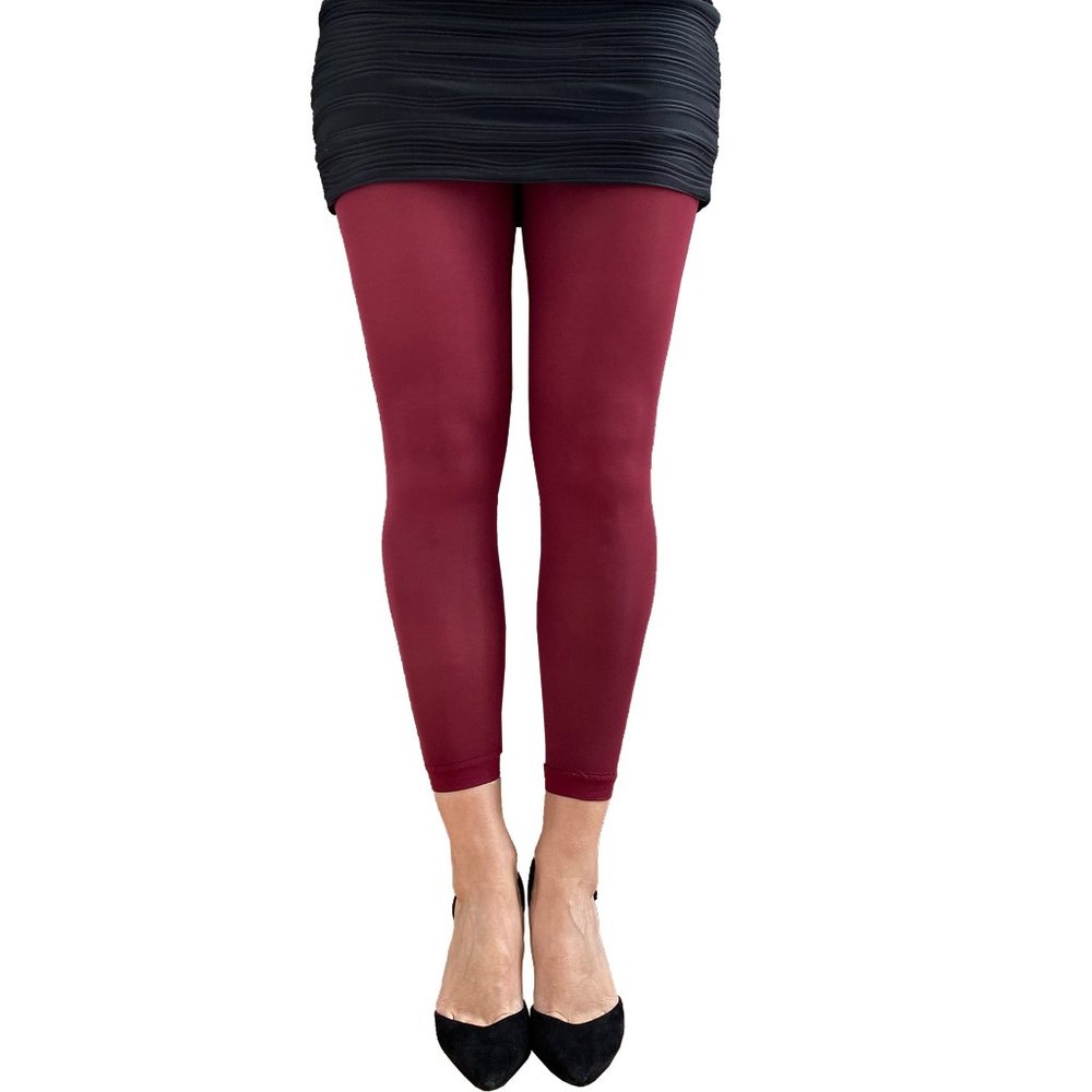 Burgundy Footless Tights